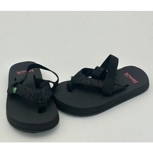Sanuk Youth Black Slingback Flip Flops Sandals K7-8 Summer Beach Casual